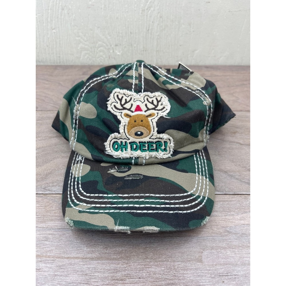 Oh Deer! Hat Men's Camo Green Brown Reindeer Patch